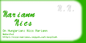 mariann nics business card